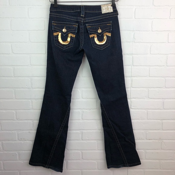 True Religion Denim - True Religion 27 Joey Twisted Gold Sequin Jeans
